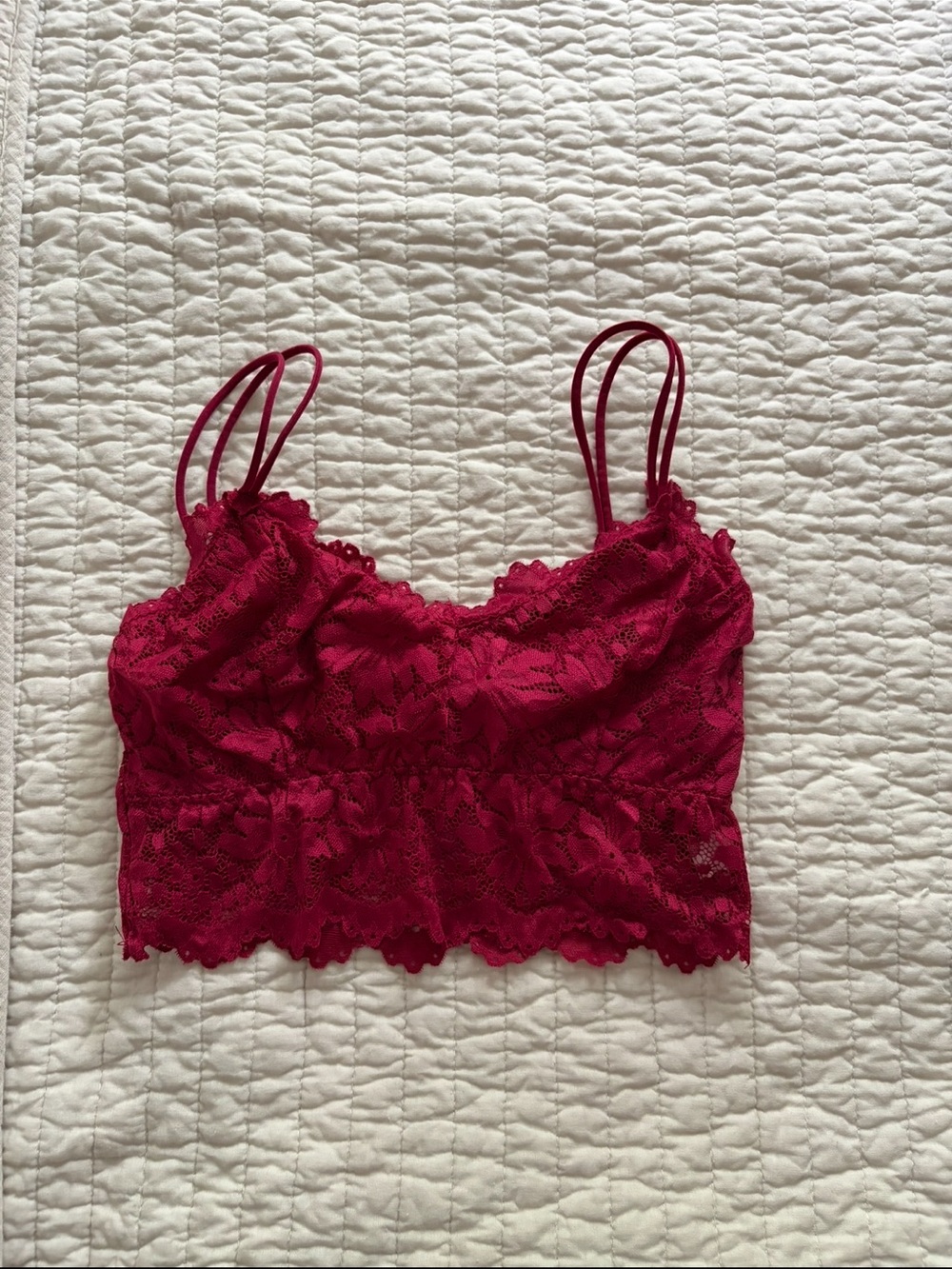 Red Maroon Lace Bralette Bra Floral Tank Top in Deep Berry